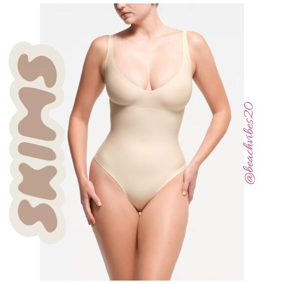 SKIMS Body Core Sculpt Plunge Thong Bodysuit Sand 4XL NWOT - Picture 1 of 7